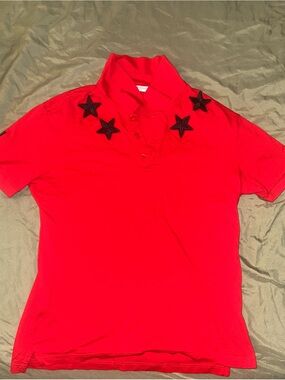 Givenchy Red Polo with Black Star Appliqués